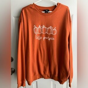 H&M fall pumpkin sweater oversized relaxed fit cotton orange large